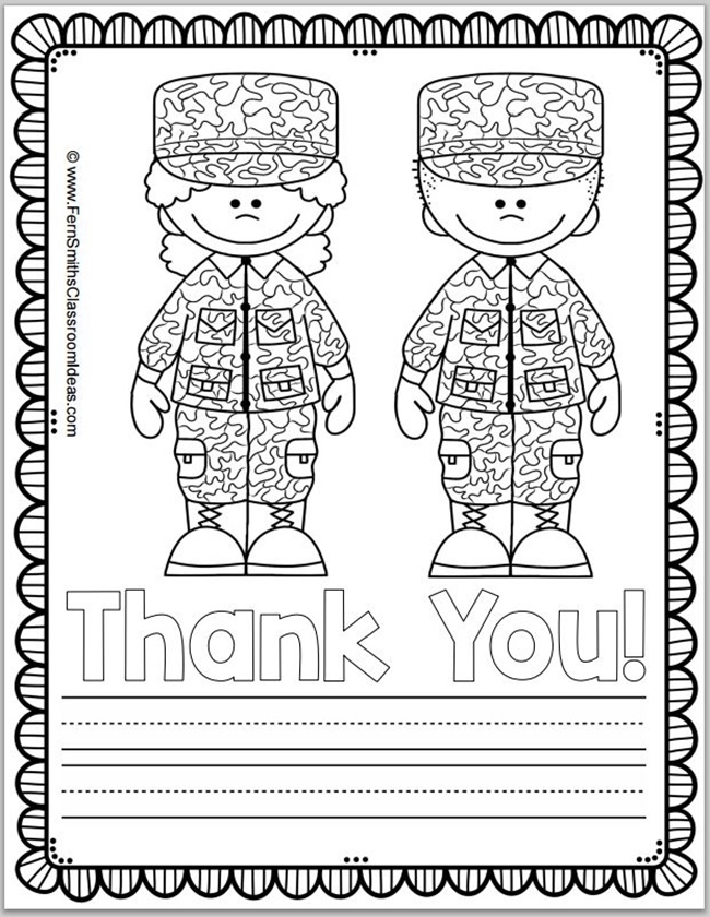 Free memorial day coloring page and thank you notes