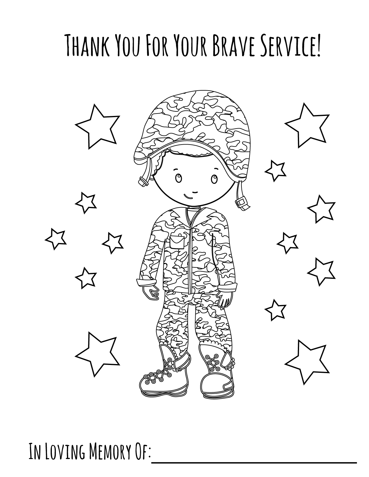 Memorial day boy printable coloring page â