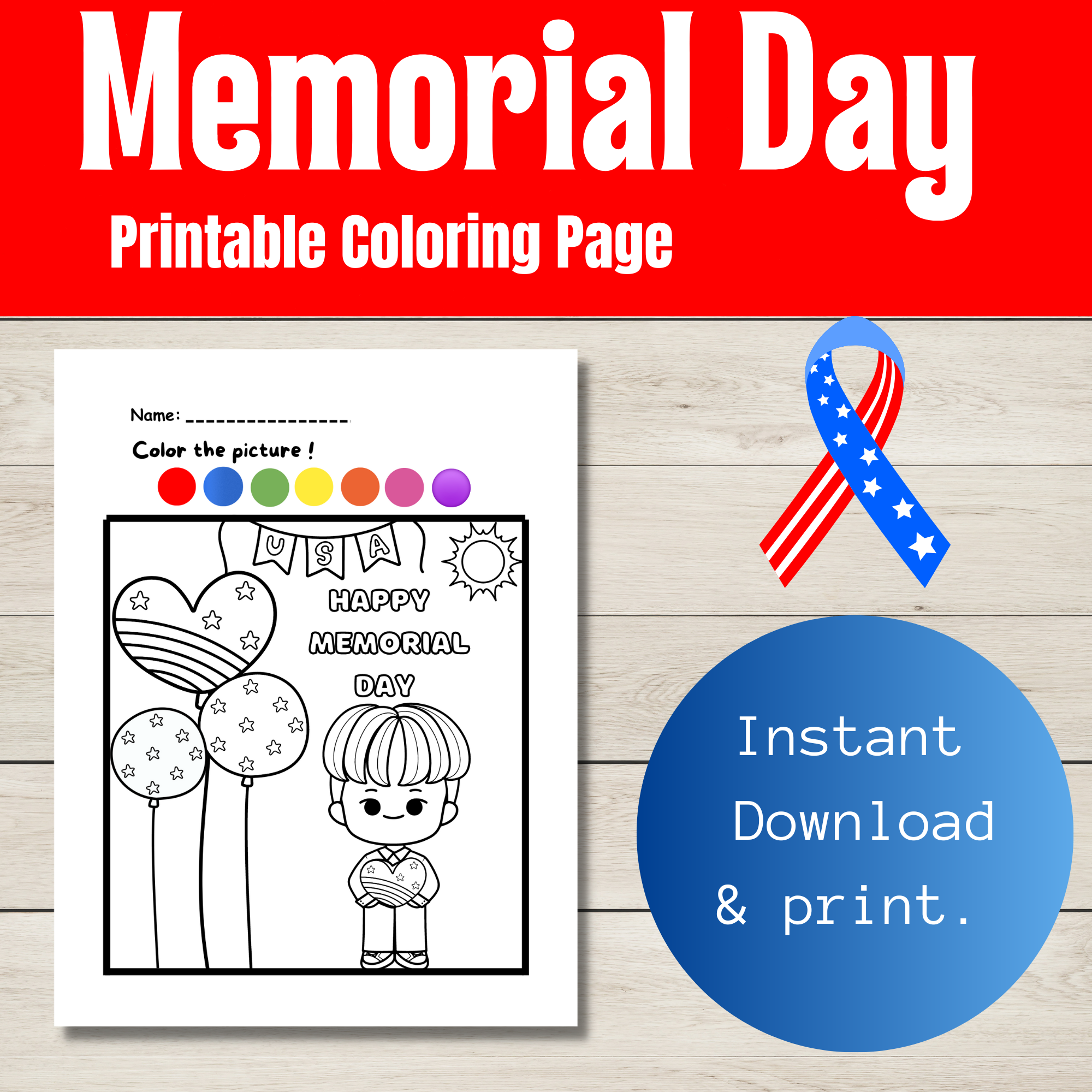 Free printable memorial day coloring page made by teachers