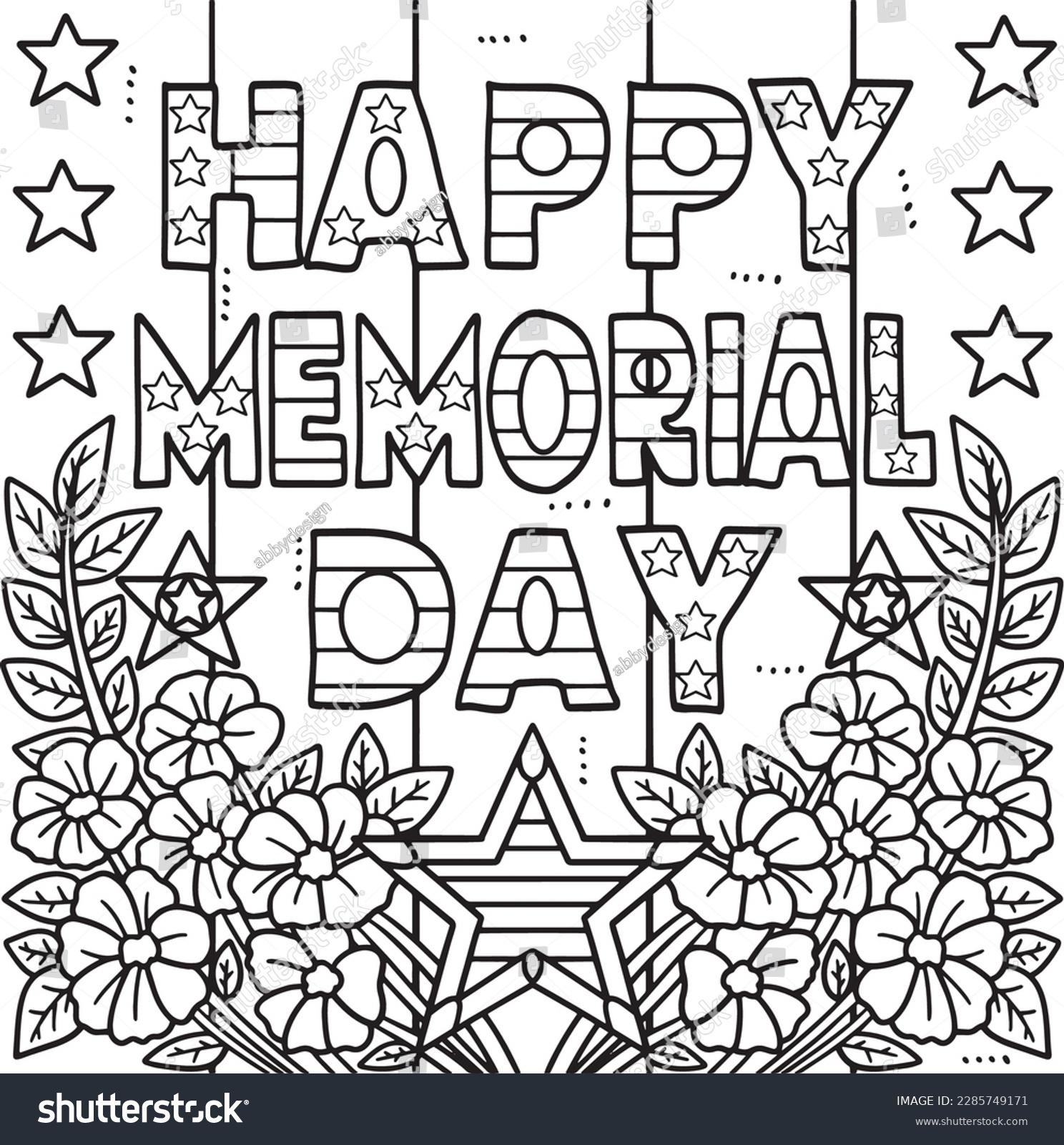 Happy memorial day coloring page kids stock vector royalty free