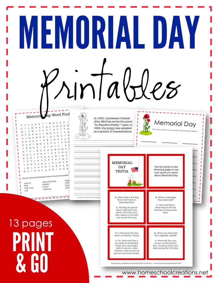 Memorial day printables