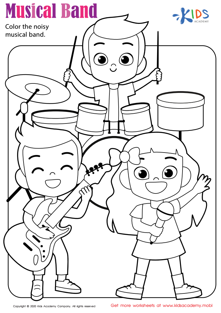 Musical band worksheet for kids