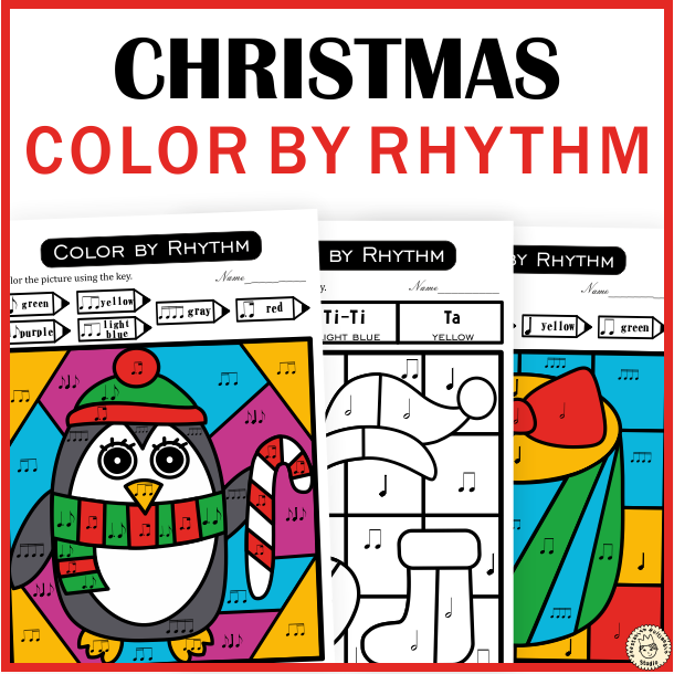 Christmas music coloring sheets color by rhythm color by code made by teachers
