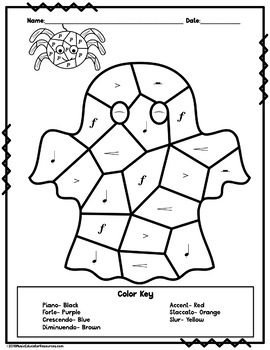 Color by music reproducible music coloring sheets halloween â music educator resources