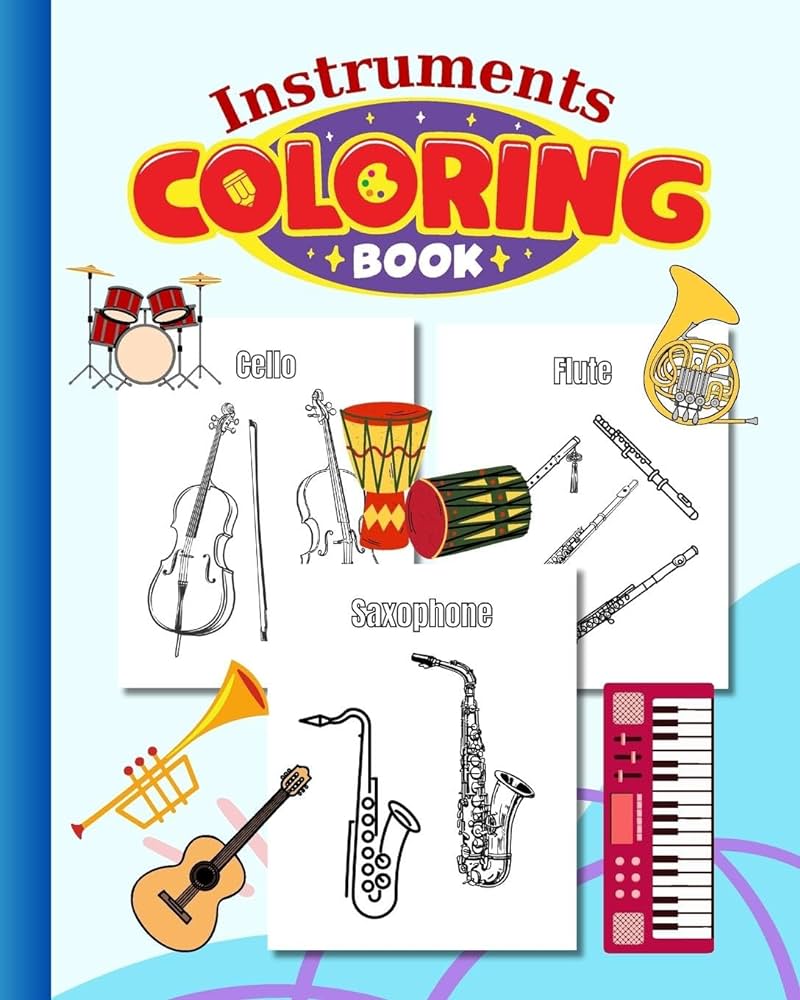 Buy struments colorg book for kids music struments colorg pages for preschool kdergarten children book onle at low prices dia struments colorg book for kids music struments colorg pages for