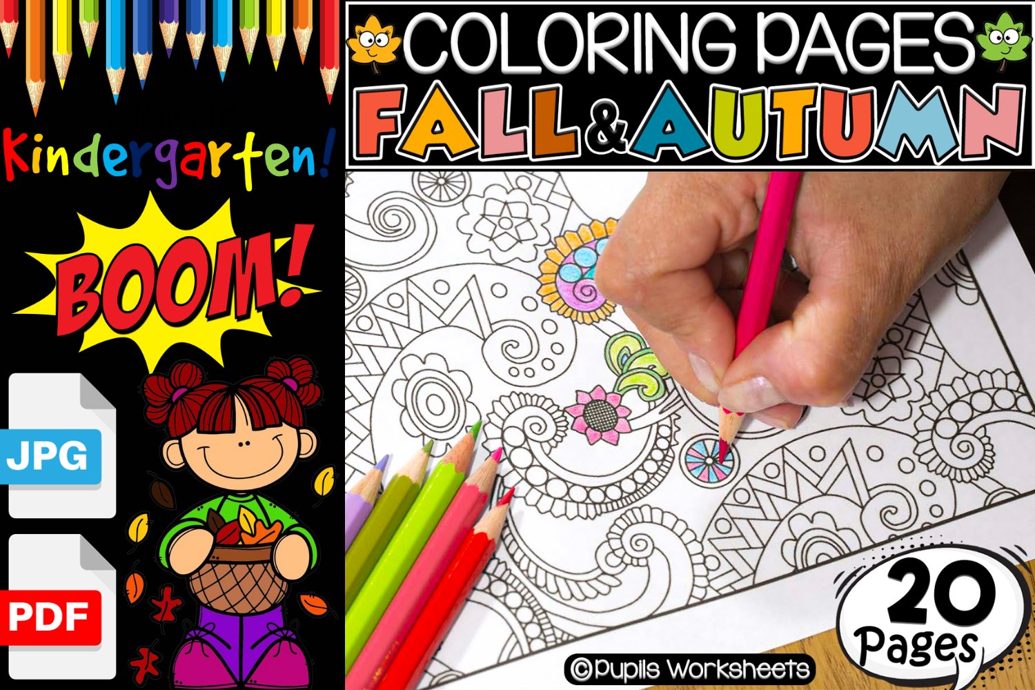 Fall and autumn themed coloring pages