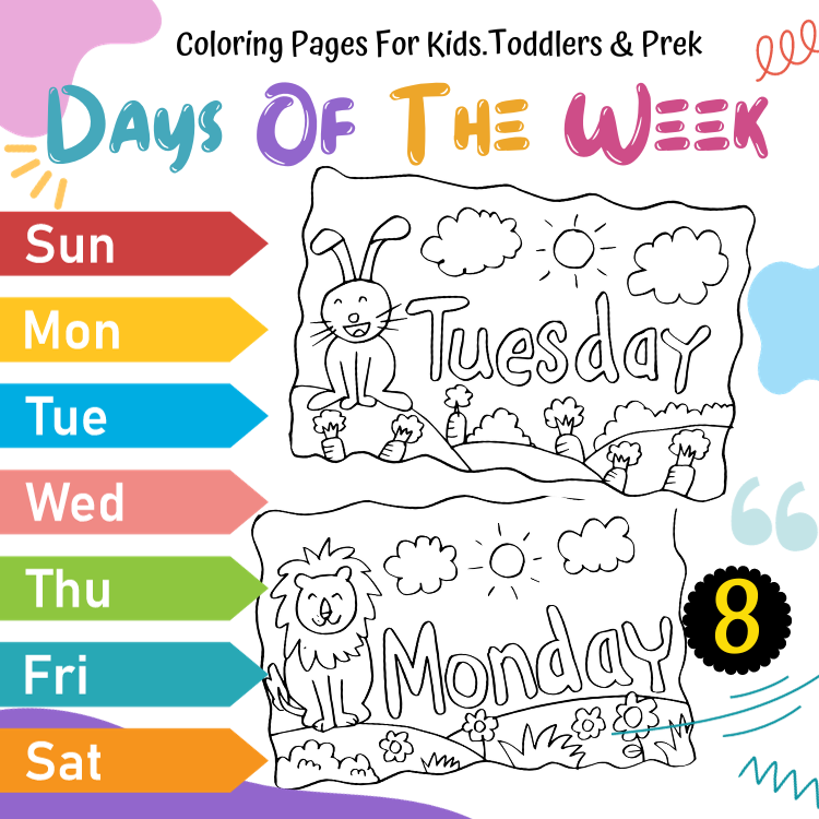 Days of the week coloring pagesfun activities pdf printable kindergarten prek made by teachers