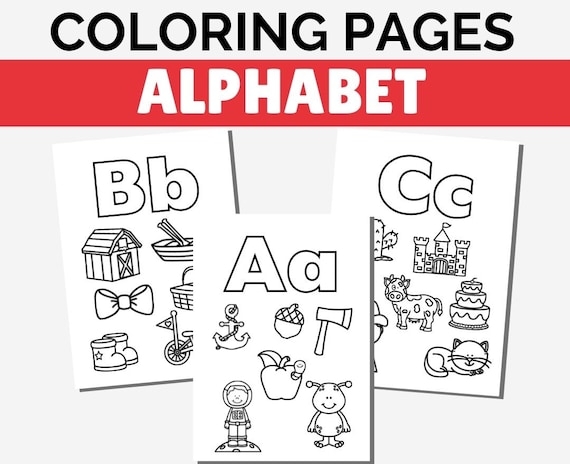 Alphabet coloring pages printable coloring pages for kids abc printable letters coloring pages for preschool kindergarten instant download