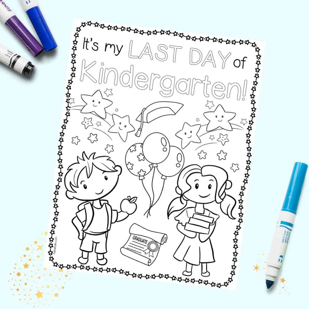 Free printable last day of kindergarten coloring page