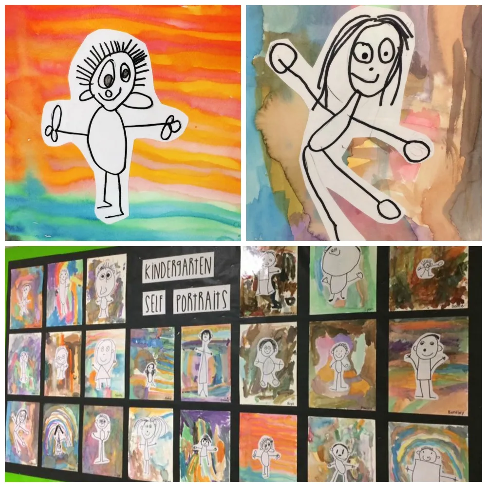 Kindergarten self portraits drawing painting art lesson plan