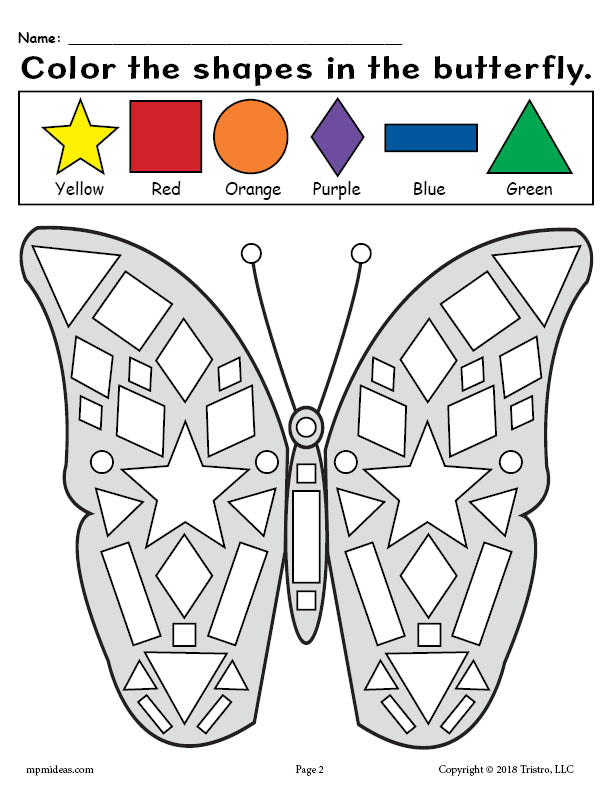 Printable butterfly shapes coloring pages â