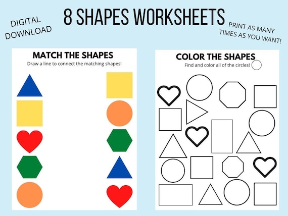 Shapes worksheets kids worksheets kindergarten worksheets shapes and colors printable preschool shapes practice coloring sheets