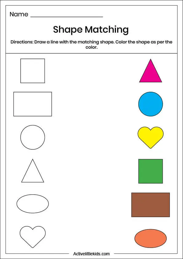 Colors and shapes worksheets for preschoolers