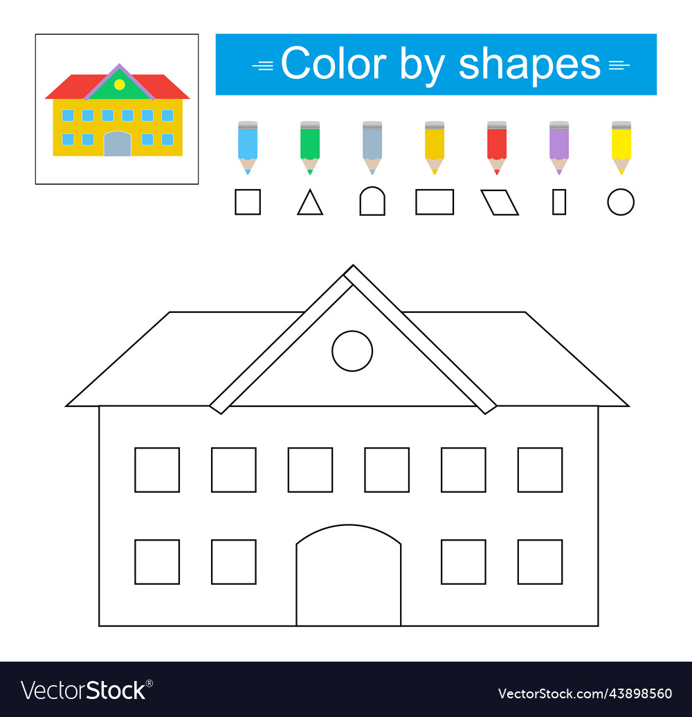 Coloring pages color by shapes for children vector image