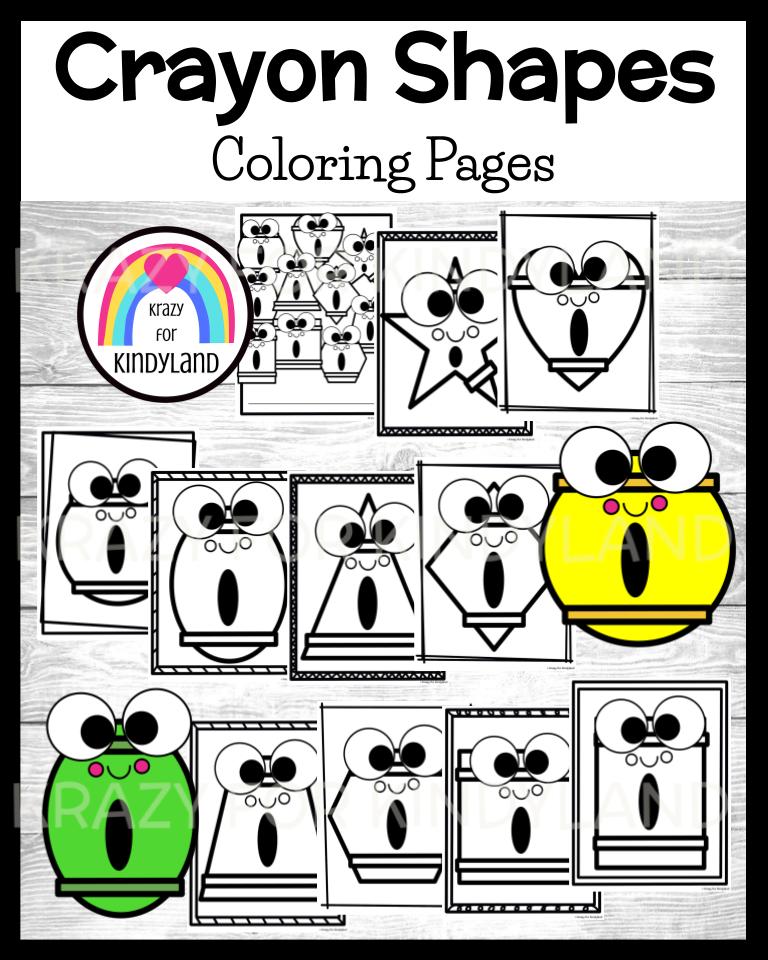 Crayon shape coloring pages booklet back to school first day activity