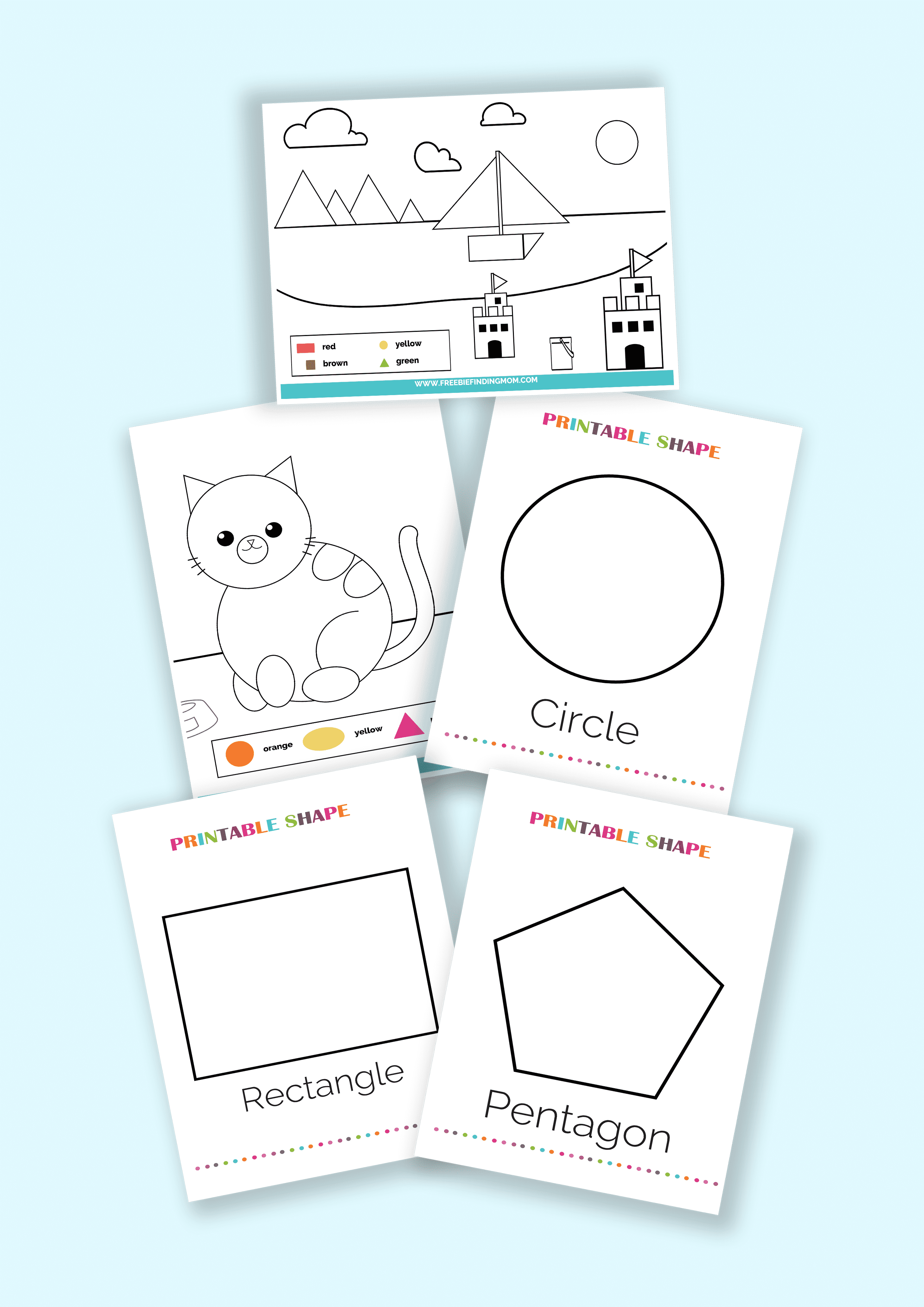Printable shapes coloring pages pdfs