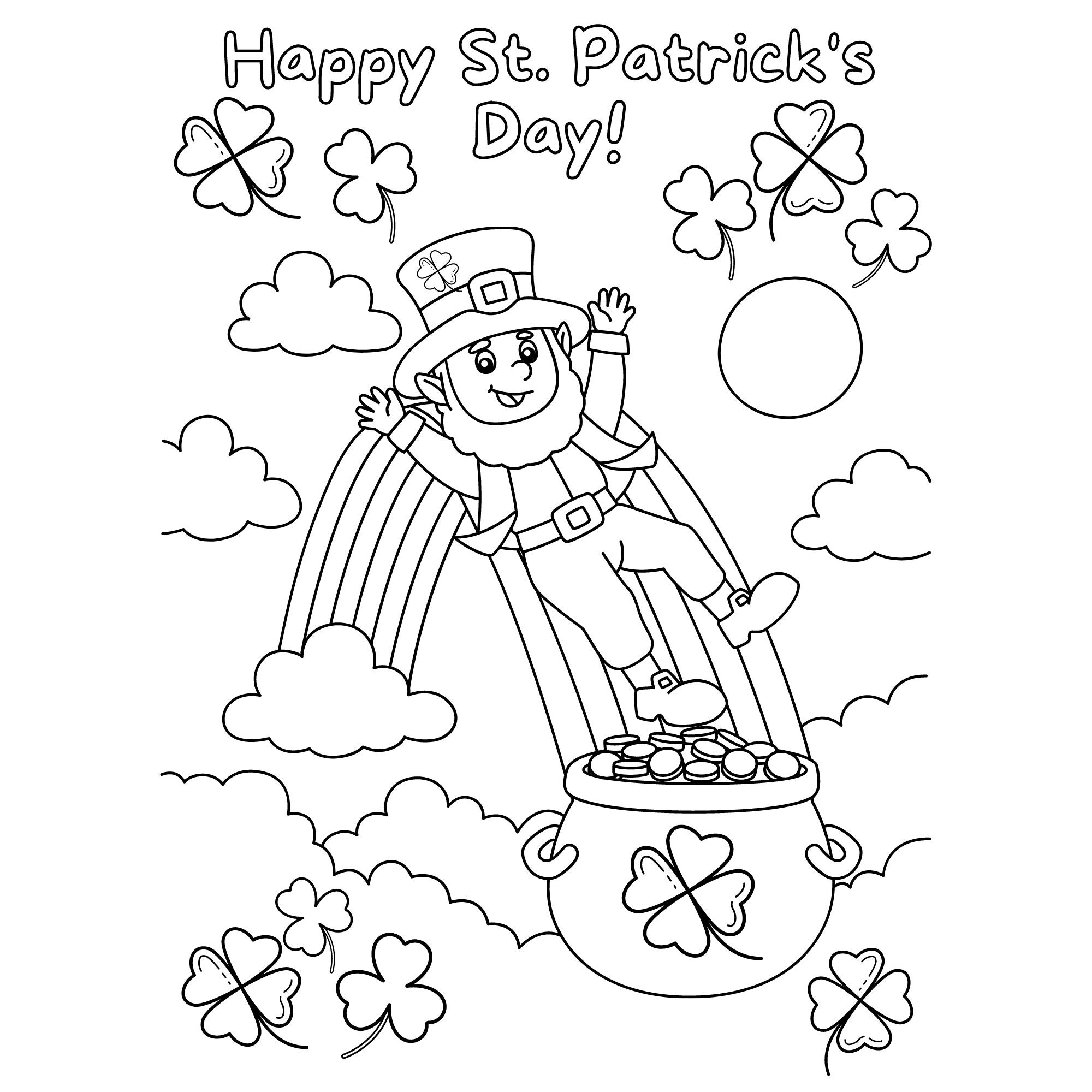 St patricks day printable coloring pages set of