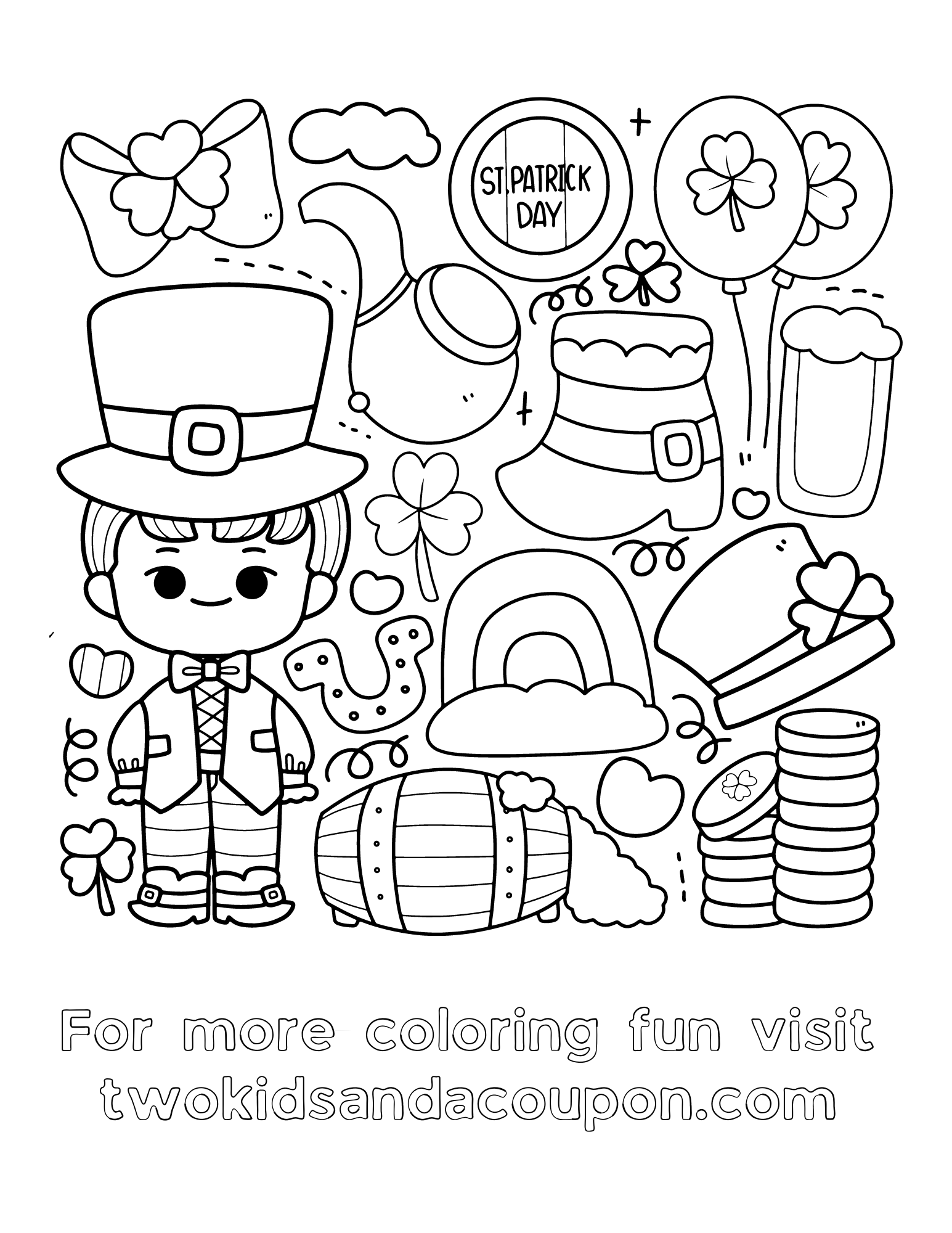 Free printable st patricks day coloring pages for kids and adults