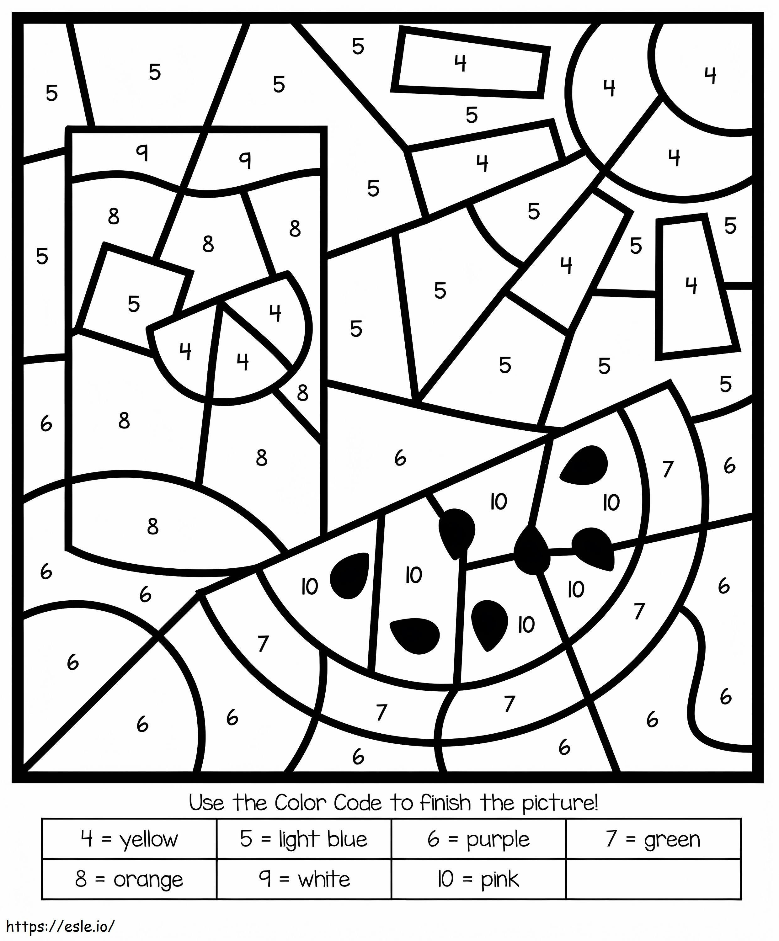 Summer for kindergarten color by number coloring page