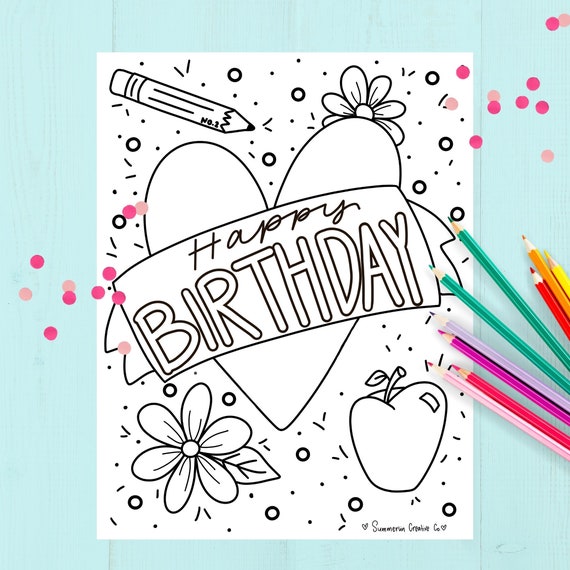 Happy birthday teacher edition coloring page teacher appreciation printable