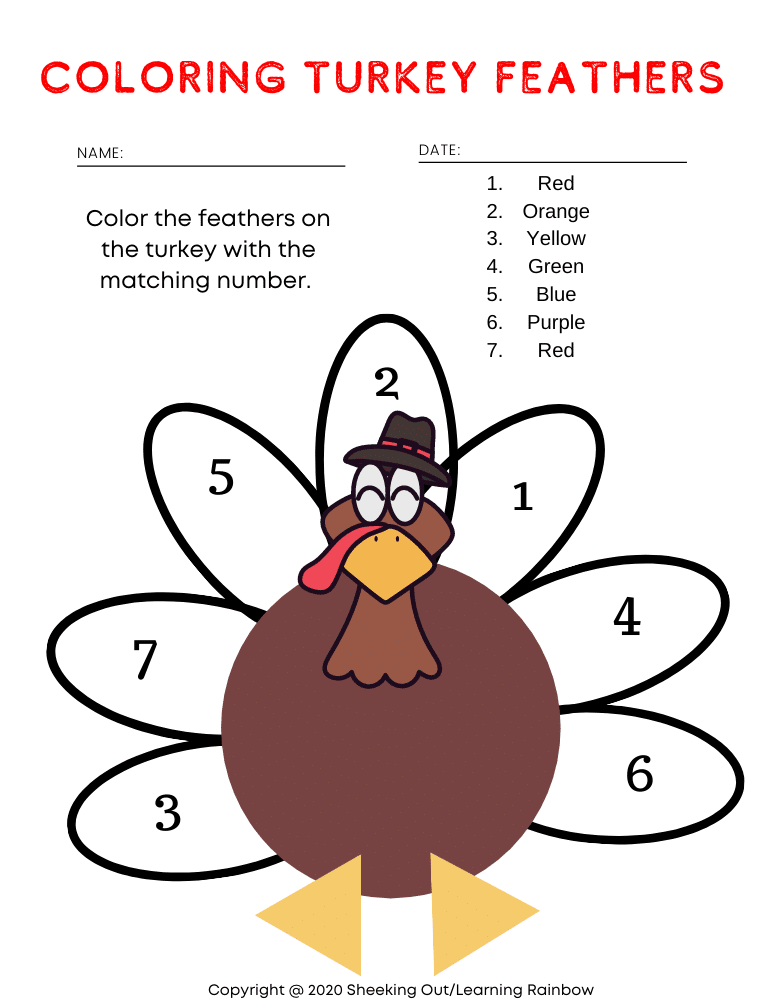 Coloring turkey feathers activity