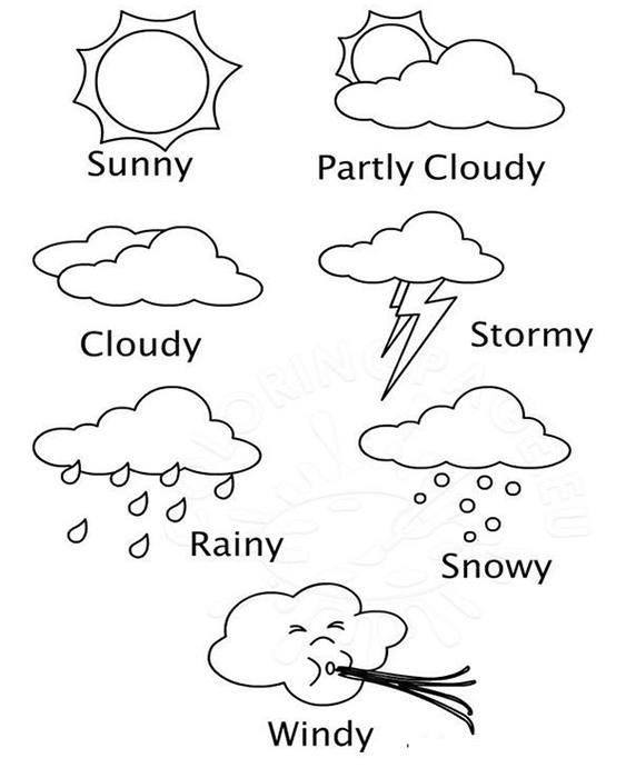 Free easy to print weather coloring pages