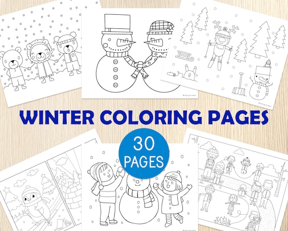 Winter coloring pages sheets winter activity for kids winter party preschool kindergarten centers busy book educational printable download now