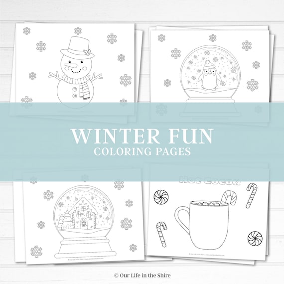 Winter fun coloring pages toddler preschool kindergarten first grade activities for kids homeschool printable activities