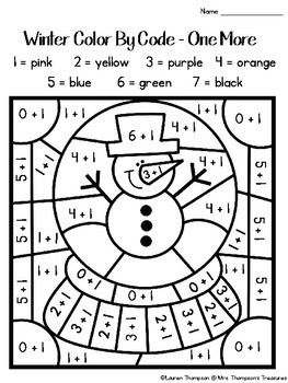 Winter coloring pages color by code kindergarten by mrs thompsons treasures