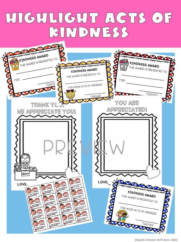 Preschool kindness activities made by teachers