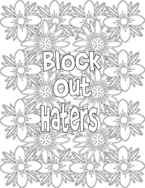 Premium vector kindness coloring pages floral coloring pages for selflove for kids and adults