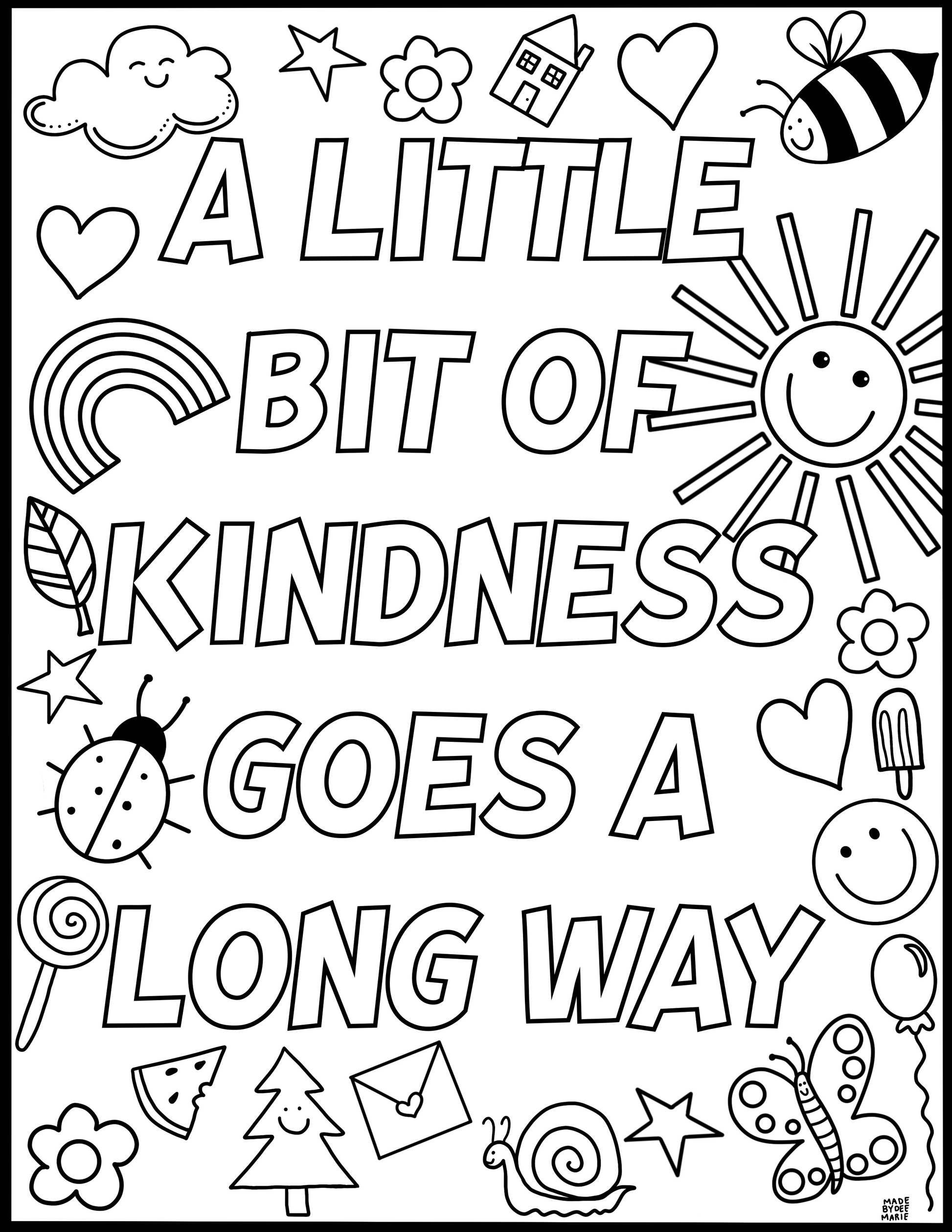 A little bit of kindness coloring page digital download â