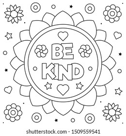 Be kind coloring page black white stock vector royalty free