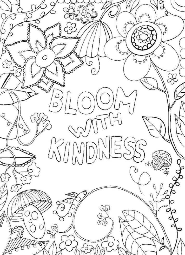 Bloom with kindness coloring page