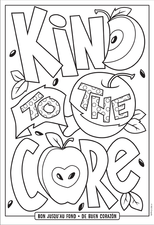 Kind to the core apple coloring page