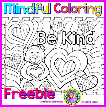 Be kind â mindful coloring activity freebie â intergalactic literacy