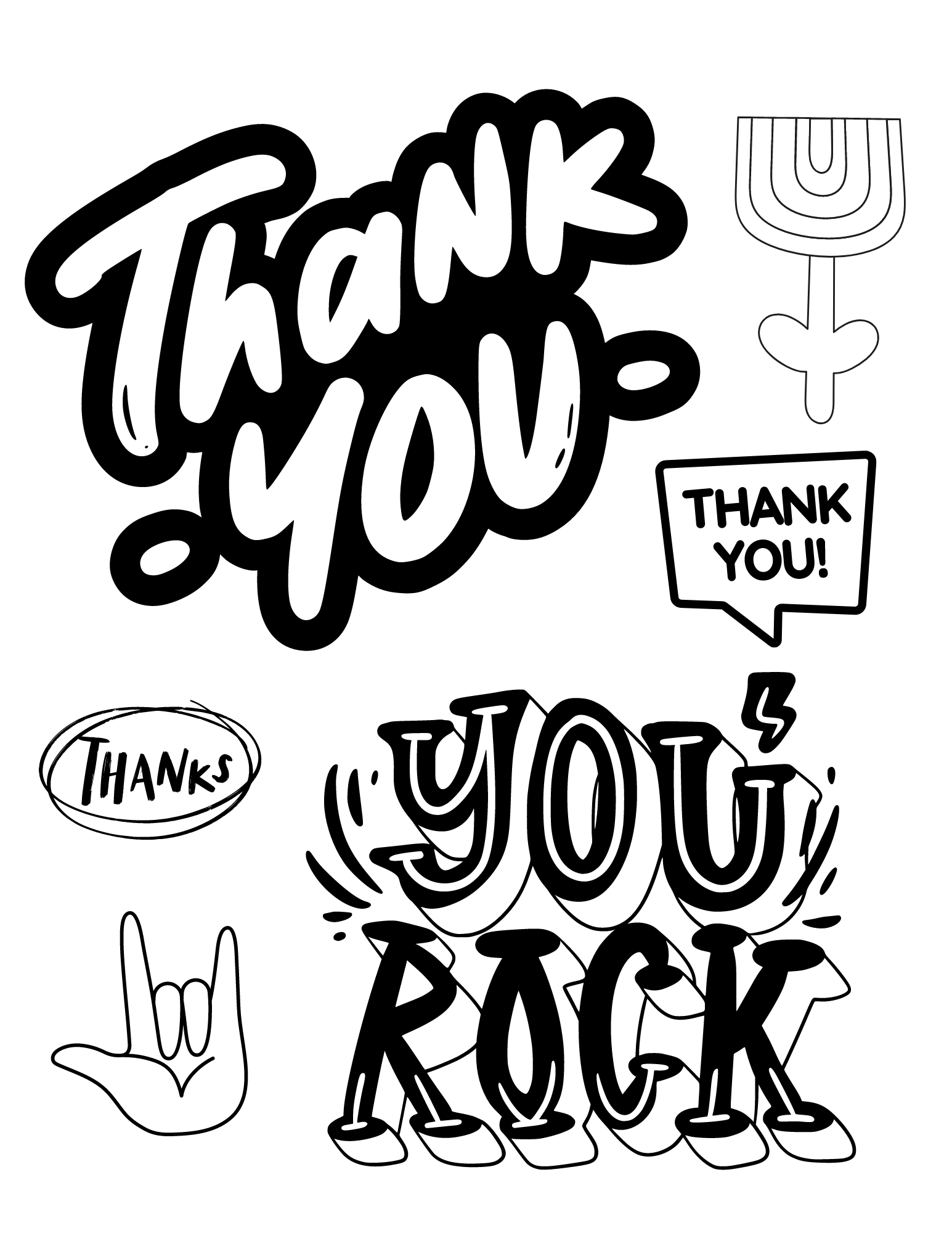 Free thank you coloring pages for kids and adults