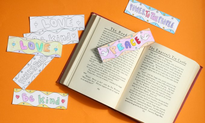 Peace love kindness bookmarks a coloring page