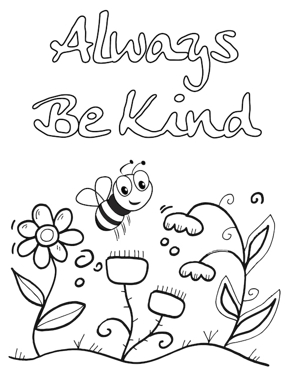 Kindness themed colouring pagesposters