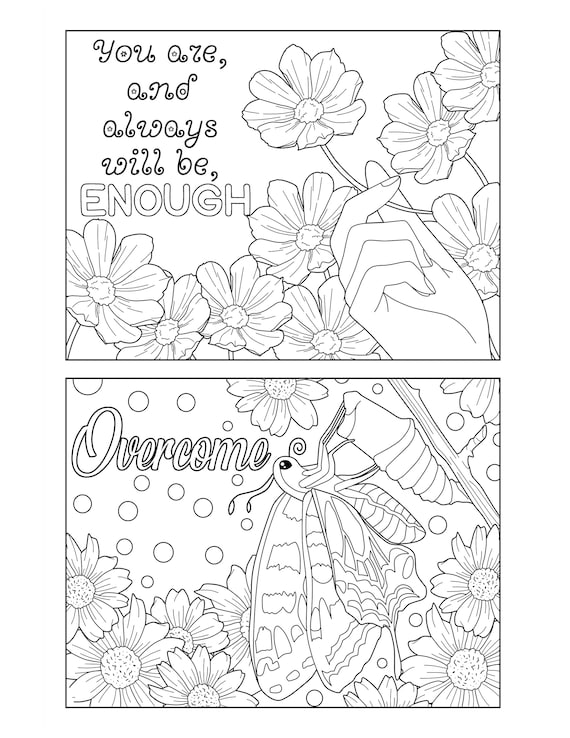 Kindness postcards coloring pages for adults printable coloring postcards instant download pdf