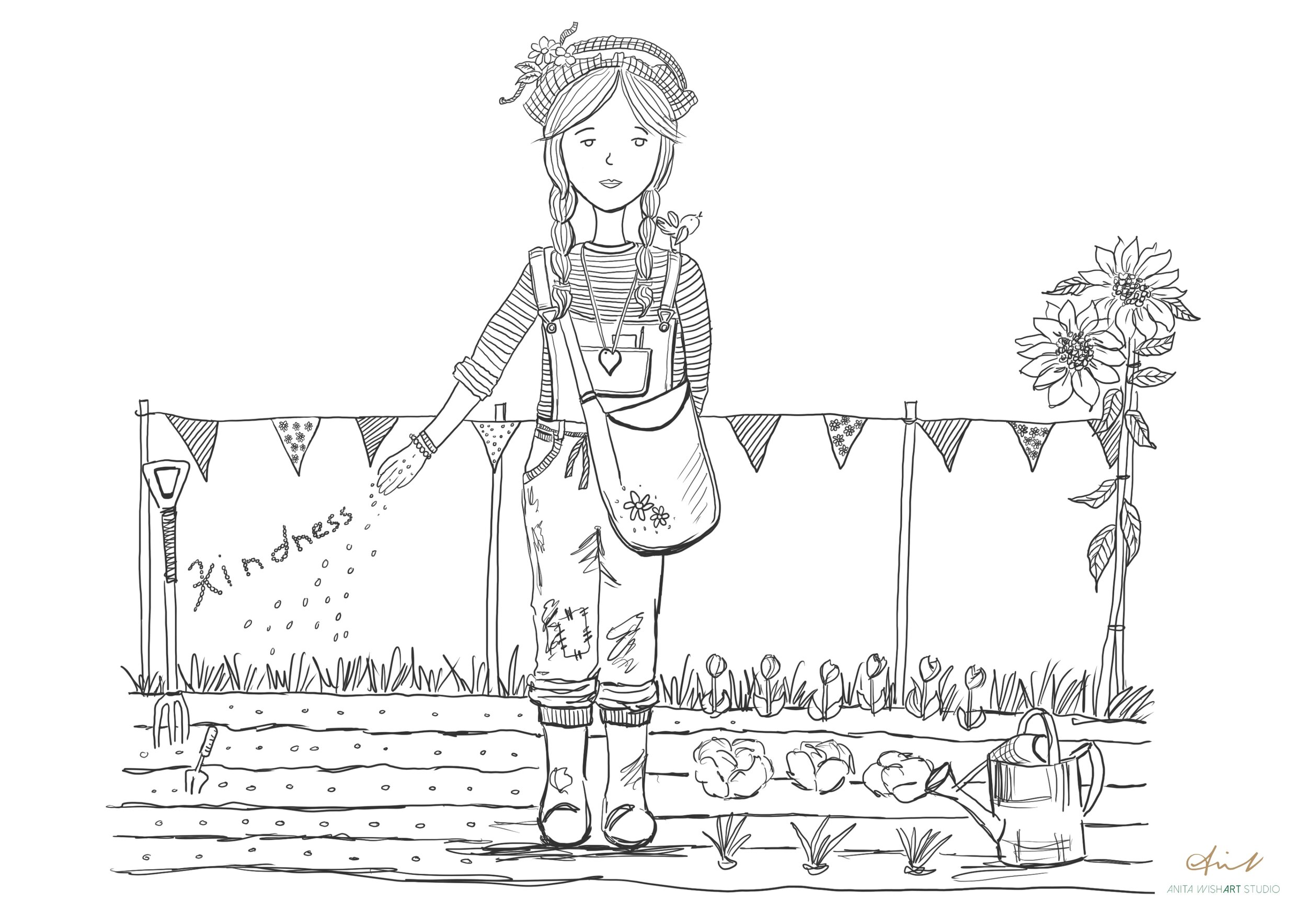 Sow kindness colouring sheet â anita wishart studio