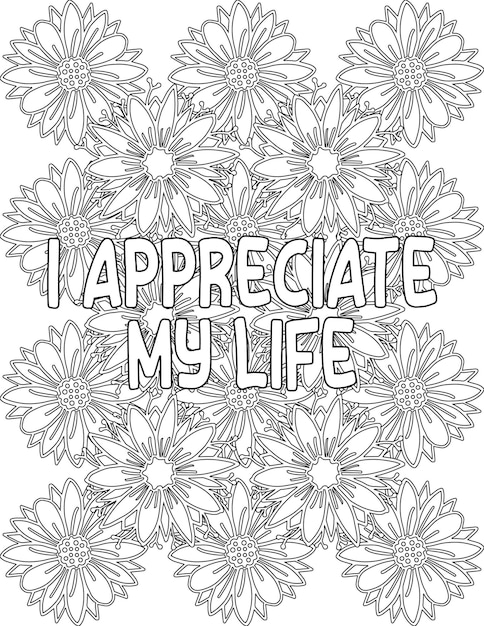 Premium vector kindness coloring sheet floral coloring pages for personal growth for kids and adults