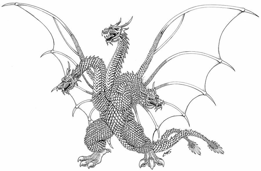 Ghidorah king coloring pages template sketch coloring page coloring pages kaiju art coloring pages for kids