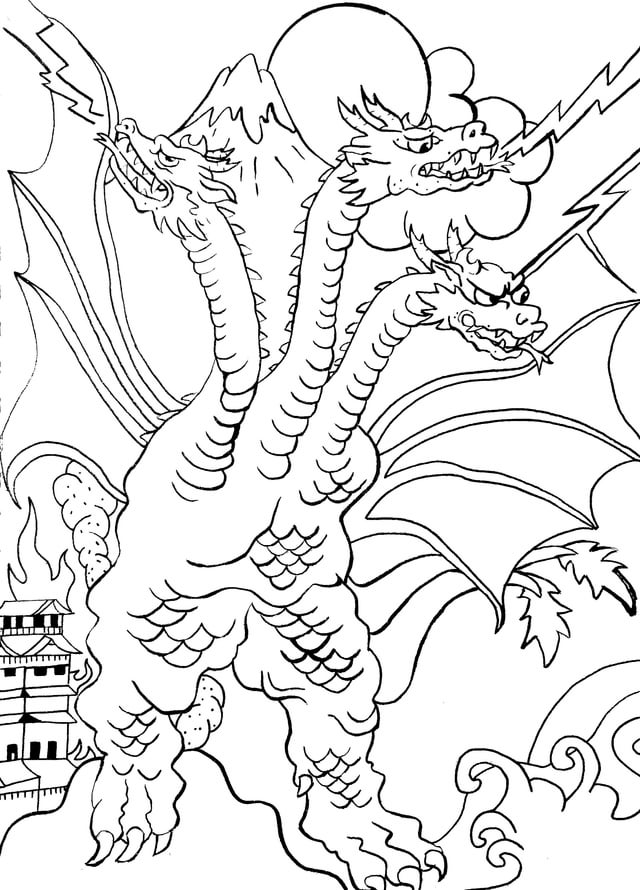 This is my rendition of a king ghidorah tattoo by artist kikupunk from traditional ink to digital rgodzilla