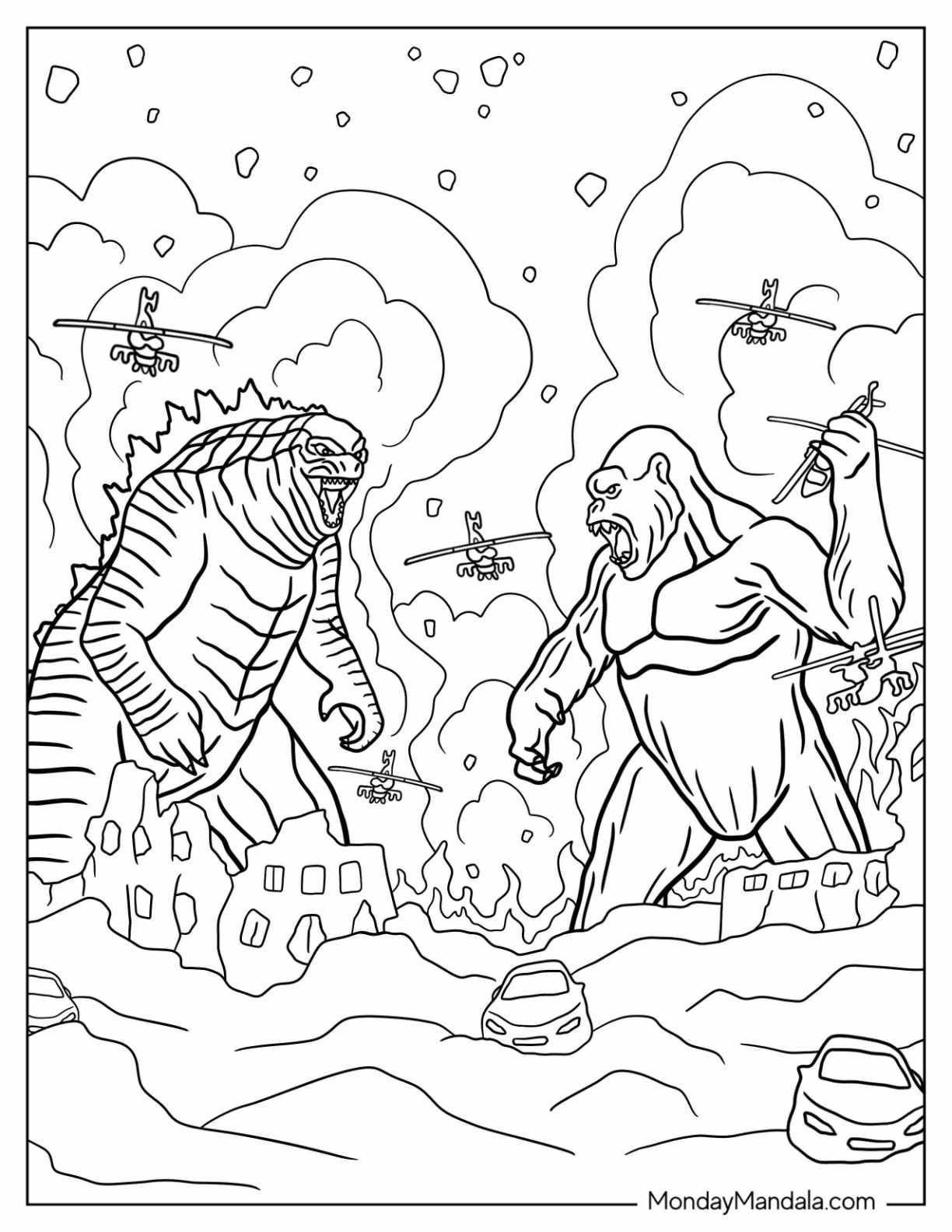 Godzilla coloring pages free pdf printables