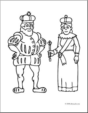 Clip art royal family king and queen coloring page i