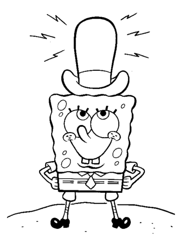 Spongebob in a hat coloring page free printable coloring pages