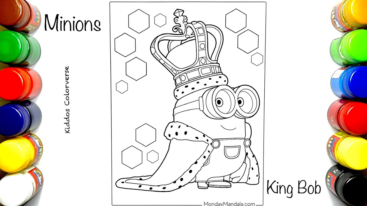 Inions king bob glittery crown kiddoscolorverse art fun video inions