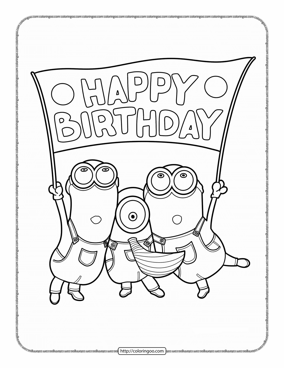 Happy birthday minions coloring sheet