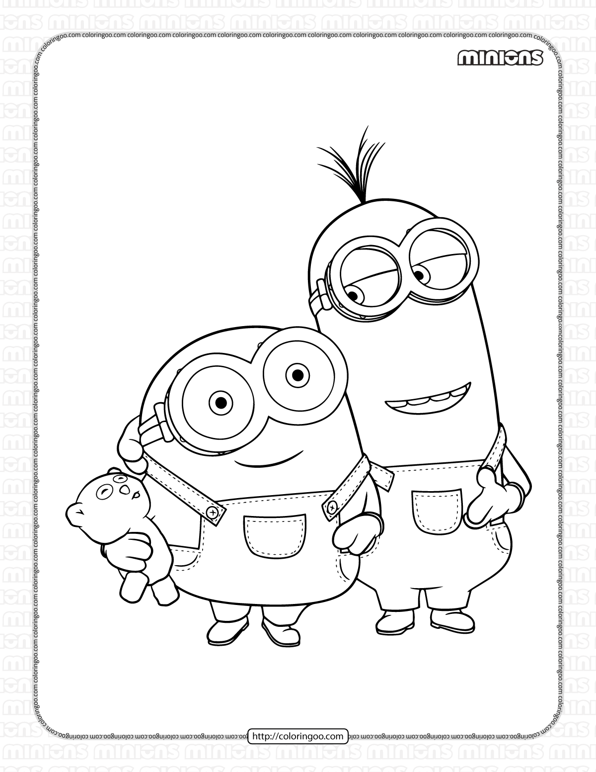 Minions bob and kevin coloring page